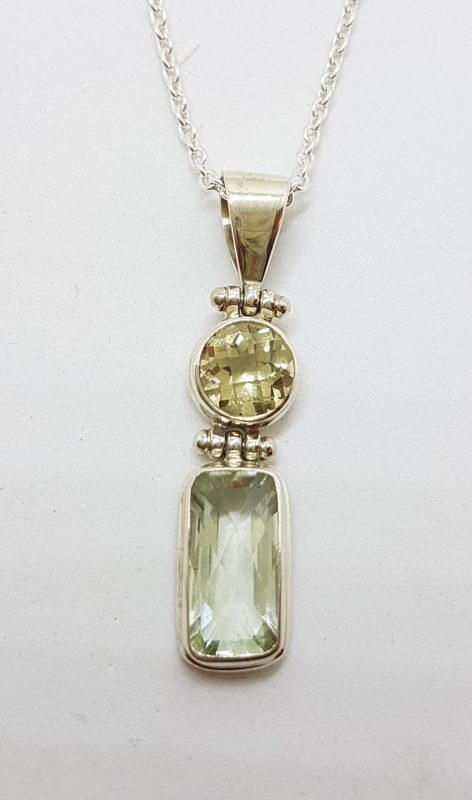 20200610_110958 Sterling Silver Green Amethyst / Prasiolite and Citrine Pendant on Chain