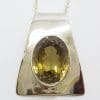 Sterling Silver Large Citrine Pendant on Silver Chain