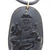 9ct Yellow Gold Large Black Obsidian Buddha/Goddess Pendant on Gold Clasped Neoprene Chain