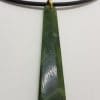 9ct Yellow Gold Long New Zealand Green Stone Jade Pendant on Gold Chain