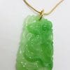 9ct Yellow Gold Jade Carved Snake Pendant on Gold Chain