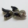 Sterling Silver Marcasite and Enamel Fish Brooch