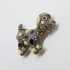Sterling Silver Marcasite and Enamel Dog Brooch