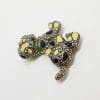 Sterling Silver Marcasite and Enamel Dog Brooch