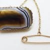 9ct Yellow Gold Agate Brooch