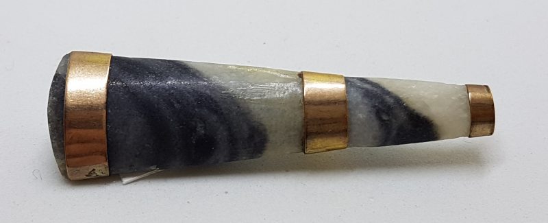 9ct Yellow Gold Grey Agate Bar Brooch