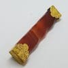 9ct Yellow Gold Large/Long Red Agate Bar Brooch