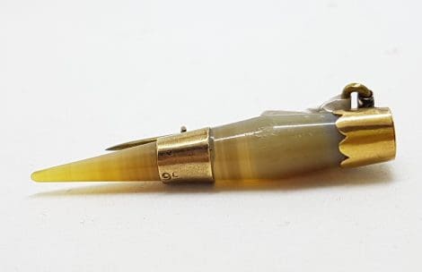 9ct Yellow Gold Agate Pointy Brooch