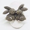 Sterling Silver Marcasite Two Rabbits Ring