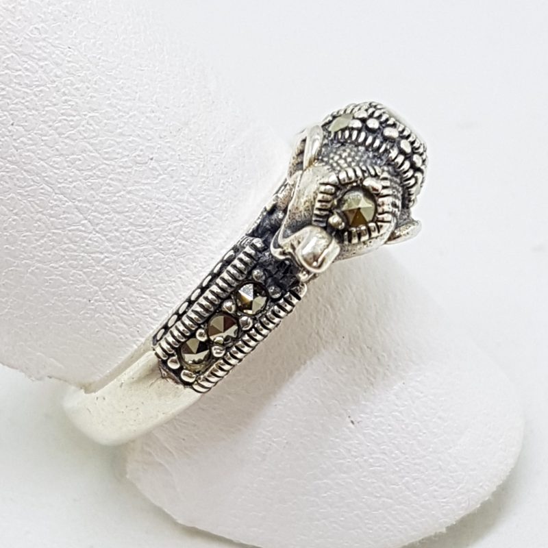 Sterling Silver Marcasite Elephant on Band Ring