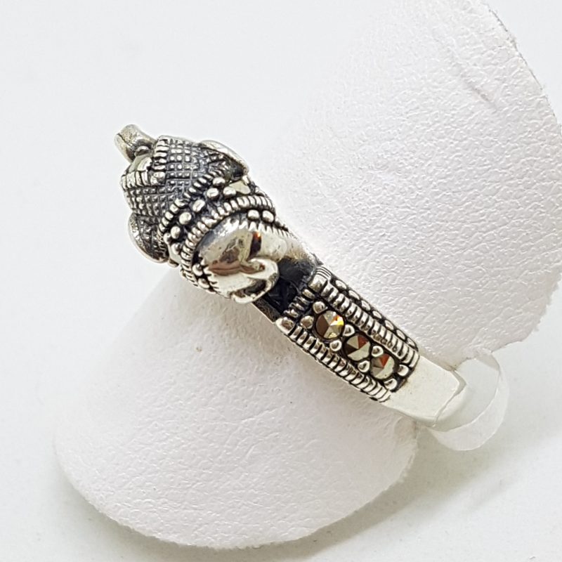 Sterling Silver Marcasite Elephant on Band Ring