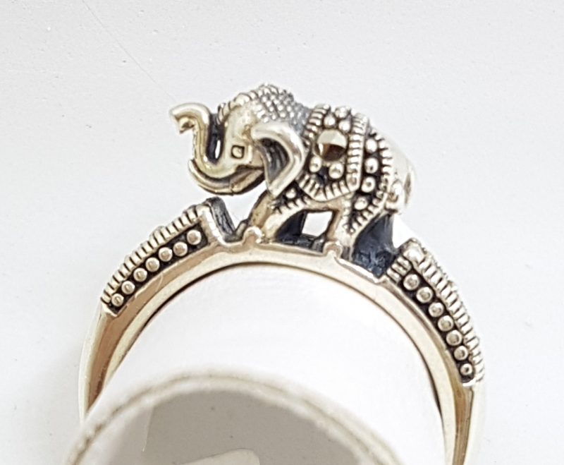 Sterling Silver Marcasite Elephant on Band Ring