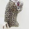 Sterling Silver Marcasite with Red Eyes Monkey Ring