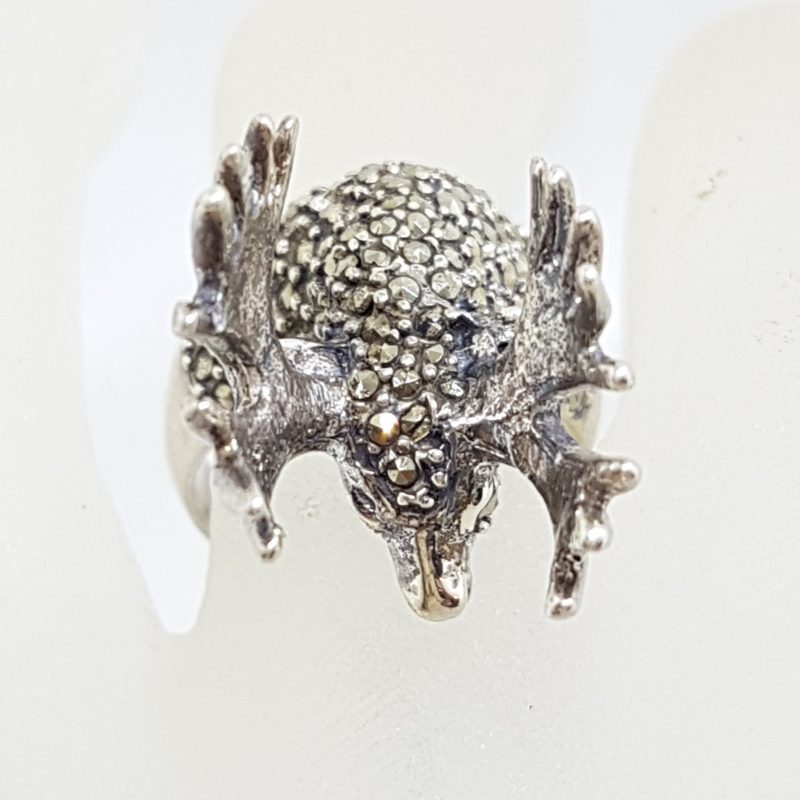 Sterling Silver Marcasite Large Stag/Reindeer/Moose Ring