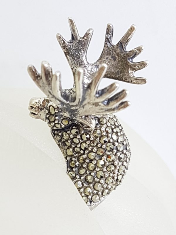 Sterling Silver Marcasite Large Stag/Reindeer/Moose Ring