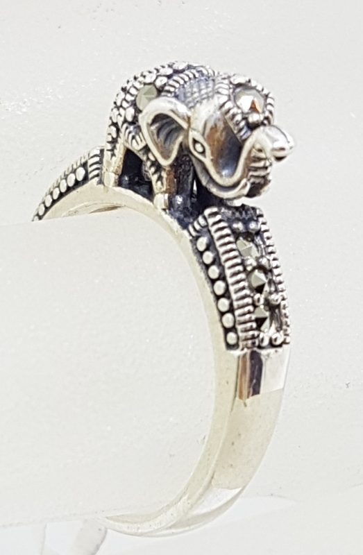 Sterling Silver Marcasite Elephant on Band Ring