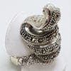 Sterling Silver Marcasite Large Cobra Snake Ring