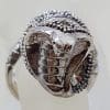 Sterling Silver Marcasite Large Cobra Snake Ring