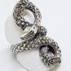 Sterling Silver Marcasite Large Coiled Snake Ring