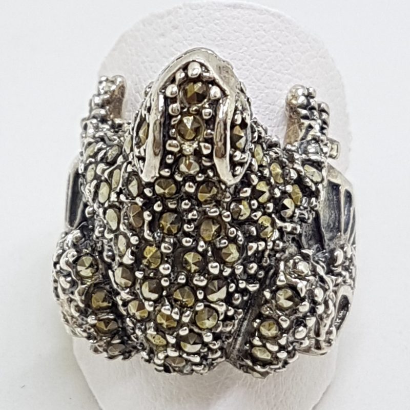 20200612_133048 Sterling Silver Marcasite Large Frog Ring
