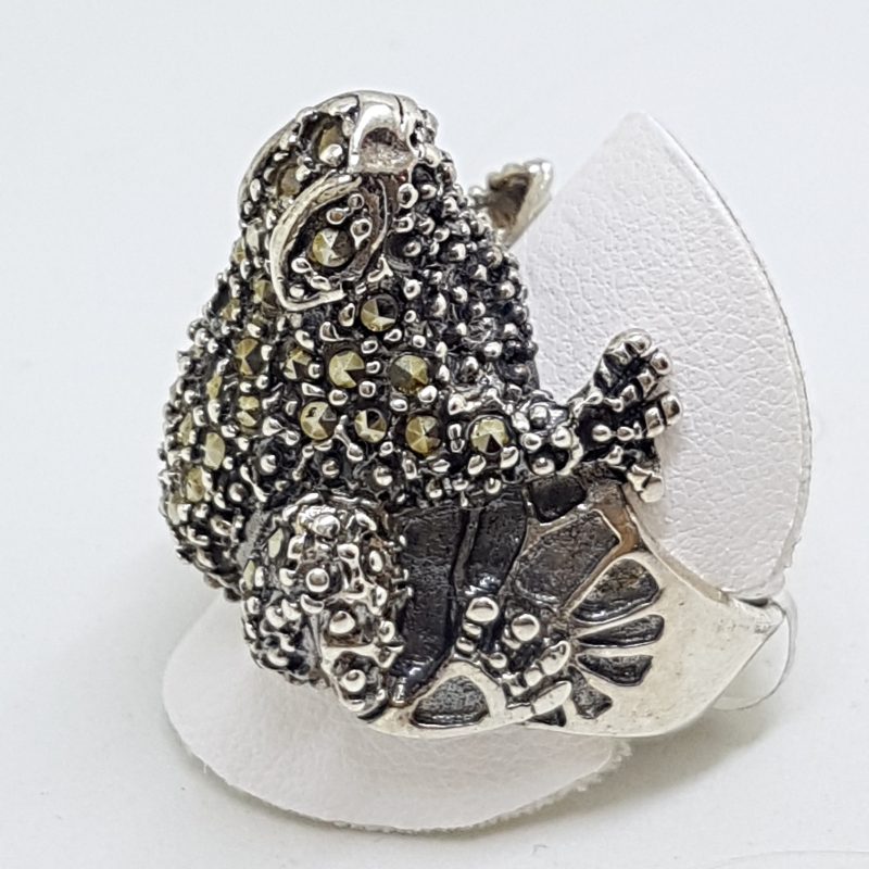 20200612_133102 Sterling Silver Marcasite Large Frog Ring