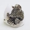 Sterling Silver Marcasite Large Frog Ring