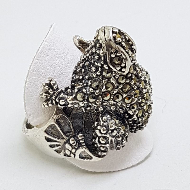 20200612_133115 Sterling Silver Marcasite Large Frog Ring