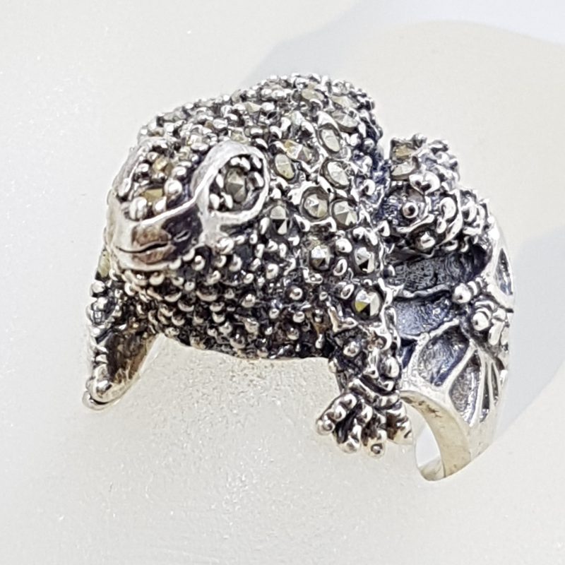 20200612_133152 Sterling Silver Marcasite Large Frog Ring