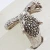 Sterling Silver Marcasite Large Snake & Cat Ring