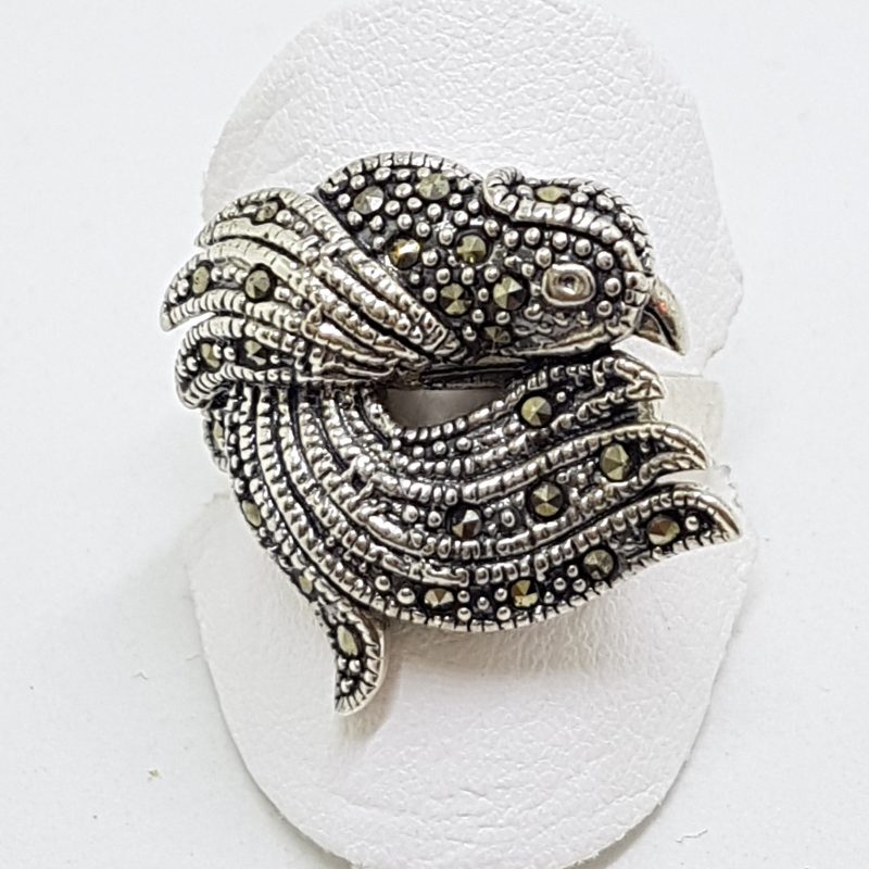 20200612_133630 Sterling Silver Marcasite Phoenix Bird Ring