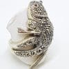 Sterling Silver Marcasite and Garnet Large Lizard/Gecko Ring