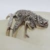 Sterling Silver Marcasite and Garnet Large Lizard/Gecko Ring