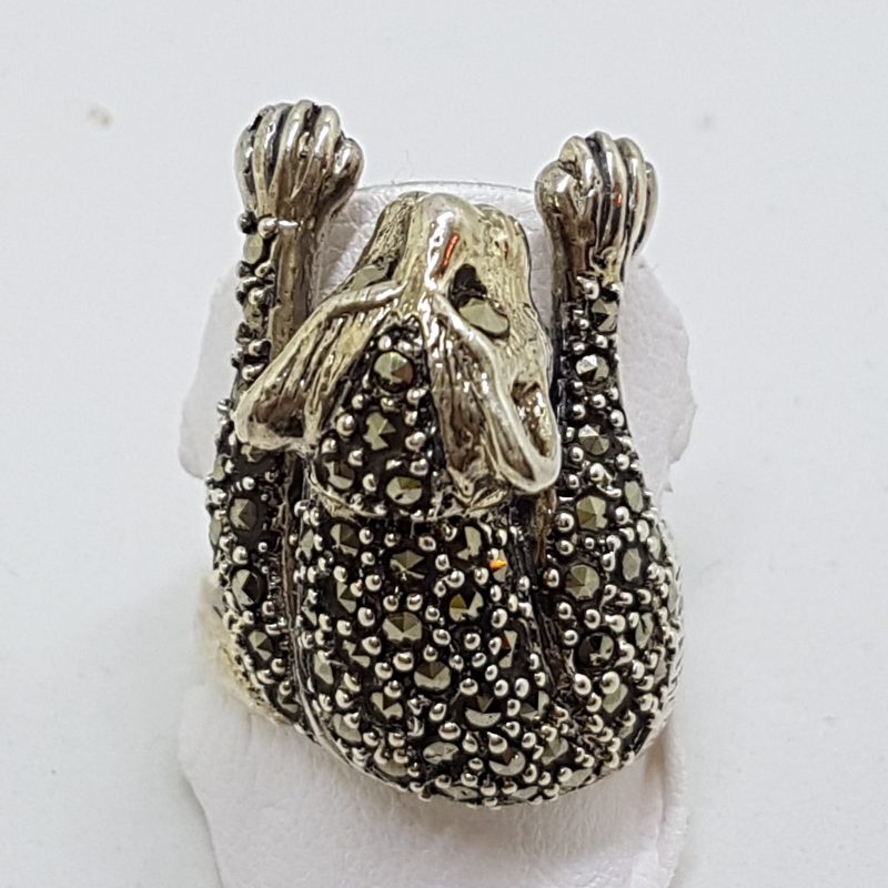 Sterling Silver Marcasite Large Cat Ring