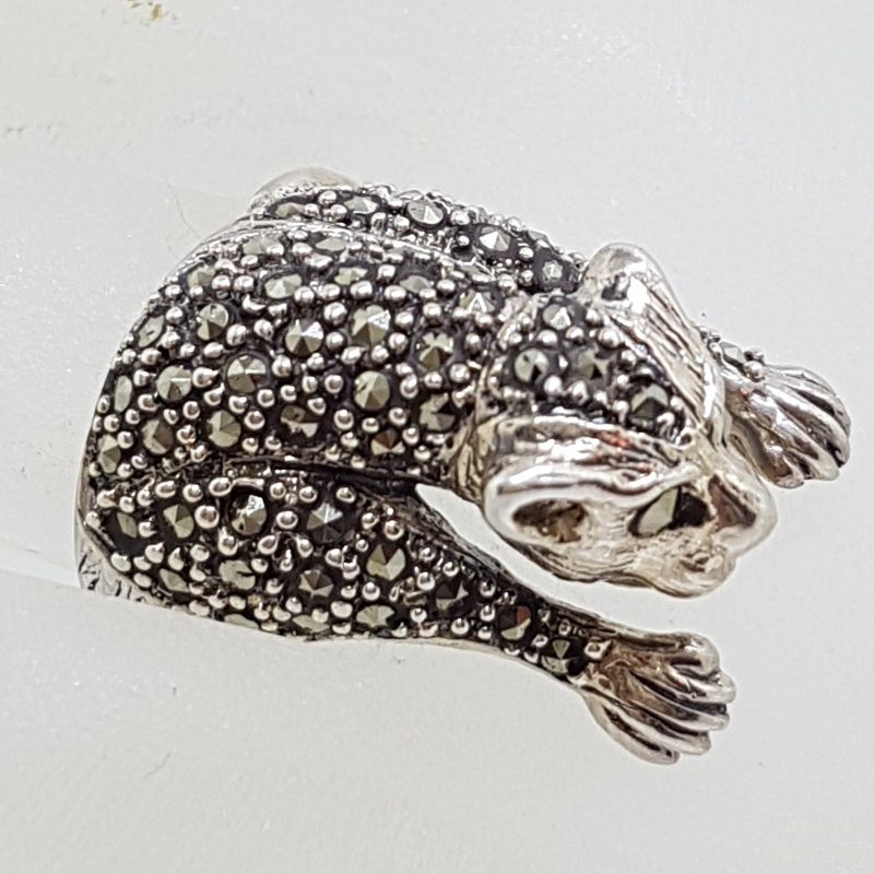 Sterling Silver Marcasite Large Cat Ring