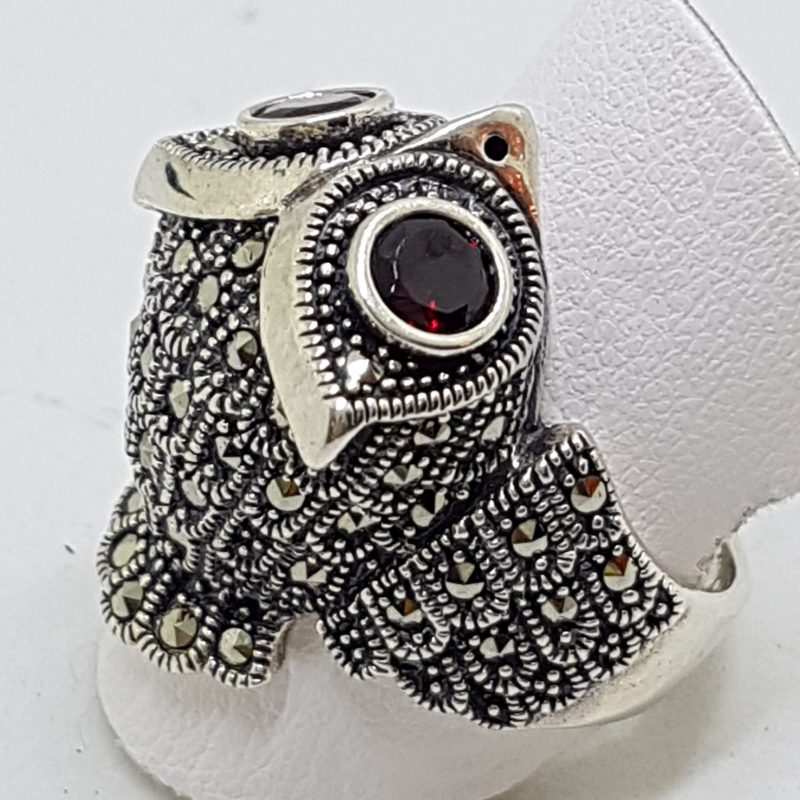 Withlovesilver 925 Sterling Silver Owl Pendant With Garnet & Marcasite - Dainty Gemstone Necklace - View #9