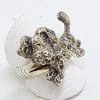 Sterling Silver Marcasite Large Dog Ring