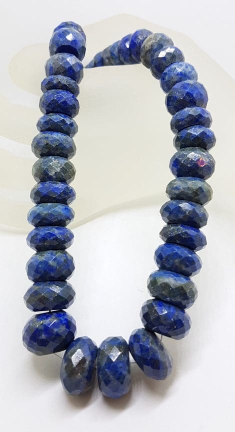 Sterling Silver Very Large Faceted Lapis Lazuli Bead Necklace / Chain