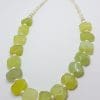 Sterling Silver Clasped Prehnite and Pearl Bead Necklace / Chain