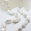 Sterling Silver Clasped Large & Long Baroque Pearl Necklace / Chain