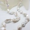 Sterling Silver Clasped Large & Long Baroque Pearl Necklace / Chain