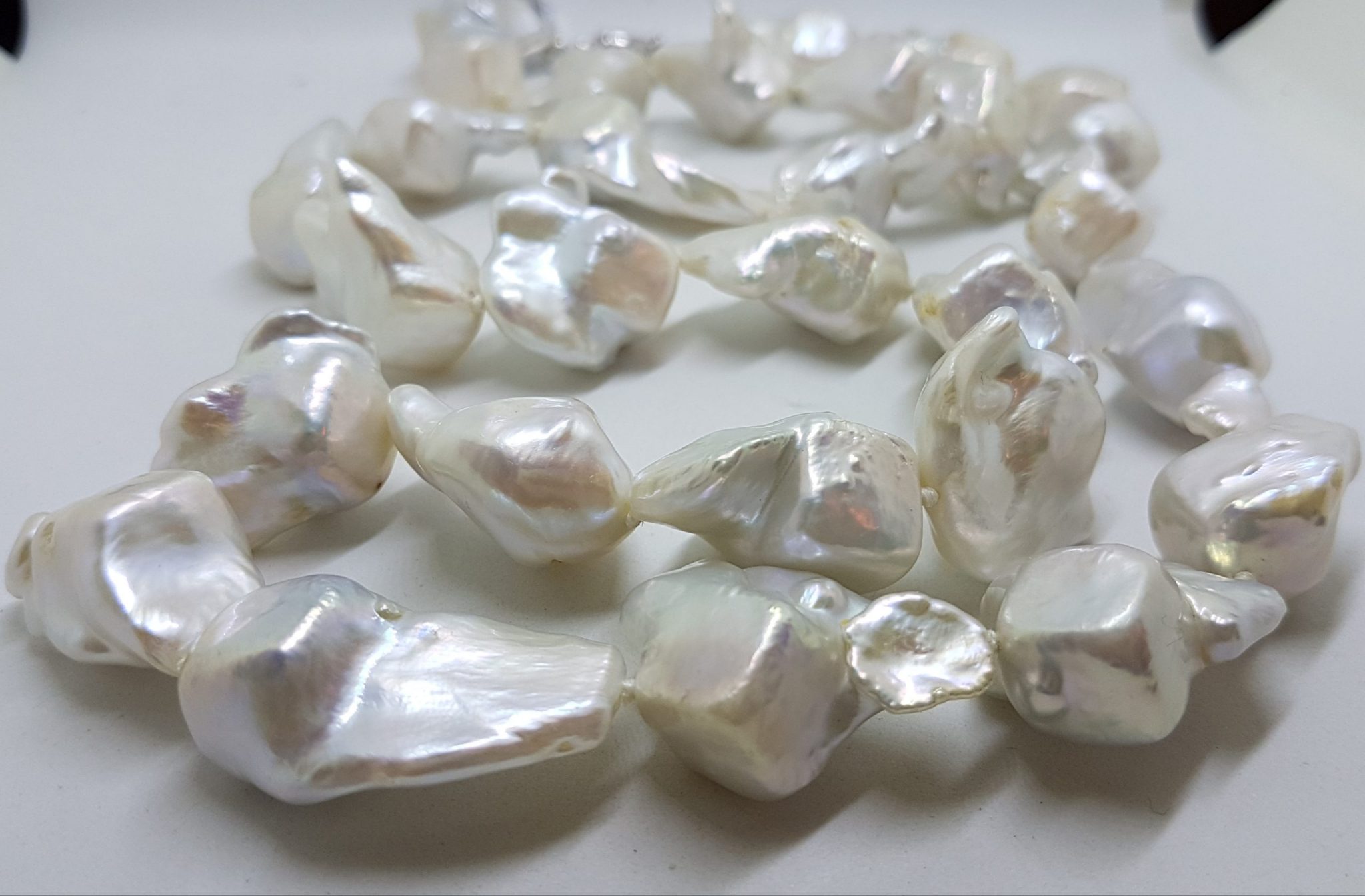 20200613_203728 Sterling Silver Clasped Large & Long Baroque Pearl Necklace / Chain