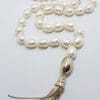 Sterling Silver Clasped Long Baroque Pearl Tassel Necklace / Chain