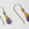 9ct Gold Amethyst in Cone Drop Earrings