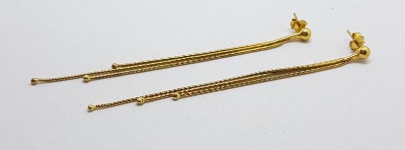 9ct Yellow Gold Long Tassell Chain Drop Earrings