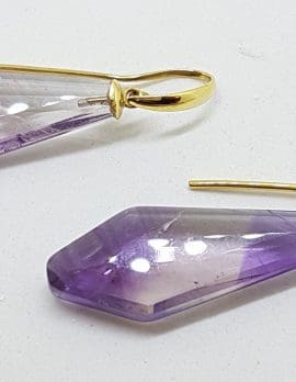 14ct Yellow Gold Amethyst Large Drop Earrings