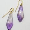 14ct Yellow Gold Amethyst Large Drop Earrings