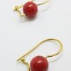 9ct Yellow Gold Coral Ball Drop Earrings