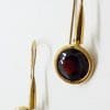 9ct Gold Round Garnet Long Drop Earrings