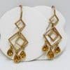 9ct Yellow Gold Dangly Citrine Drop Earrings