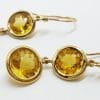 9ct Yellow Gold Long Round Citrine Double Drop Earrings